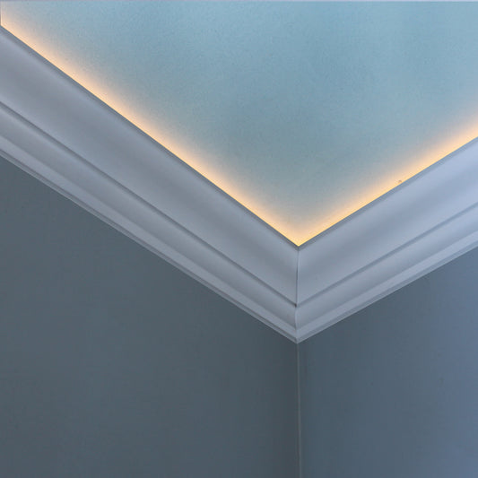 Led back LIT molding peel and stick crown molding