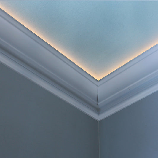 Led backlit easy crown molding installs with no tools. 